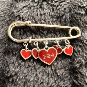 Coach Heart Safety Pin Brooch